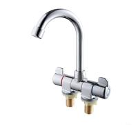 Robinet d'évier de Cuisine pivotant à 360° en Laiton chromé, Double poignée, Bec Pliable de 205 mm, Filetage G1/2, idéal pour Les Camping-Cars, Les Bateaux Les espaces compacts