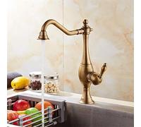 Robinet d'évier de Cuisine pour Bar, Ferme ou Commerce, Robinet de Cuisine rétro en Laiton Noir de Style théière, mitigeur de Cuisine Rotatif à 360° en Or brossé, Robinet d'eau c