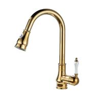 Robinet d'évier de Cuisine rétro avec douchette extractible, Bec pivotant, mitigeur d'eau Chaude et Froide à Levier Unique, Finition chromée