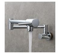 Robinet d'évier de cuisine, robe de cuisine chromée en laiton à double poignée à poignée de cuisine robinet mural pliant double poignée simple robot d'eau froide pour la cuisine (4) LWX