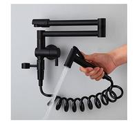 Robinet d'évier de cuisine, Robinet de cuisine pliable évier mitigeur laiton noir/doré/chrome 360 degrés simple froid mural rotatif bidet robinet(6)