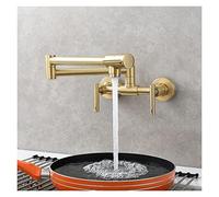 Robinet d'évier de cuisine, Robinet de remplissage marmite en laiton 2 trous montage mural robinet cuisine pliant mitigeur chaud et froid 3 poignées(Nickel 1 Function)