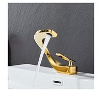 Robinet d'évier de cuisine, Robinet de salle bain en laiton or rose blanc robinet bassin mitigeur d'eau chaude froide d'évier monté sur le pont noir or(Gold)