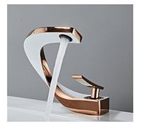 Robinet d'évier de cuisine, Robinet de salle bain en laiton or rose blanc robinet bassin mitigeur d'eau chaude froide d'évier monté sur le pont noir or(Rose gold white)