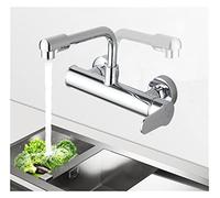 Robinet d'évier de cuisine, robinets de cuisine noirs en laiton 360 Rotation Rotation Mur à double trou Mouris de salle de bain argent robinet de salle de bain froide à eau chaude pliage de grue