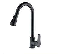 Robinet d'évier de cuisine rotatif à 360 ° - Design en cuivre - Double mode de débit d'eau - Tuyau de 60 cm - Finition kaki - Parfait pour les cuisines modernes - Robinet pulvérisateur extractible