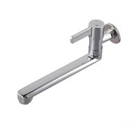 Robinet d'évier de cuisine rotatif à fixation murale étendue pour lavabo, piscine, buanderie avec bec longue portée, finition argentée, construction en cuivre, contrôle facile du débit et design