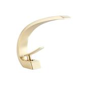 Robinet d'évier de lavabo mitigeur de salle de bains chaude et froide, robinet d'évier de lavabo monotrou, robinet de salle de bains à montage sur pont, grue de mélangeur(Brushed Golden)