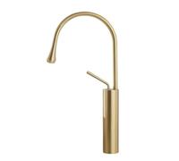 Robinet d'évier de salle de bain à arc haut, rotation à 360°, robinet mitigeur en laiton noir, robinet d'eau gourmet, chaud et froid, finition or brossé, design moderne, Chine