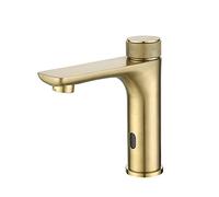 Robinet d'évier de salle de bain automatique sans contact en or brossé - Robinet mitigeur activé par capteur pour lavabo Design moderne Installation facile Technologie d'économie d'eau