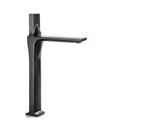 Robinet d'évier de salle de bain carré en laiton à corps haut - Mélangeur monté sur comptoir avec poignée unique pour eau chaude et froide - Finition bronze huilé