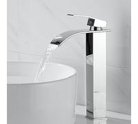Robinet d'évier de salle de bain cascade chromé à poignée unique 1 trou mélangeur chaud et froid design moderne élégant robinet de lavabo pour rénovation de maison