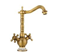Robinet d'évier de salle de bain en laiton antique, mélangeur à eau chaude et froide, robinet lavabo à trou unique, conception vintage élégante pour la rénovation de la salle de bain LWX