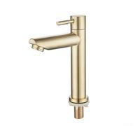 Robinet d'évier de salle de bain fabriqué en acier inoxydable 304 avec ton or brossé et débit d'eau lisse (S)