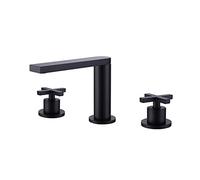Robinet d'évier de salle de bain industriel Robinet de salle de bain noir mat Mitigeur de lavabo en laiton Robinet d'évier de navire monté sur le pont Robinet de lavabo à double poignée 3 trous