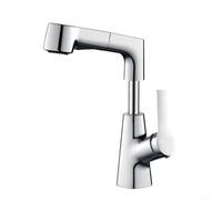 Robinet d'évier de salle de bain, mitigeur rabattable avec fonction de levage, pulvérisateur en acier inoxydable, contrôle de l'eau chaude et froide pour rénovation de maison moderne (argent)