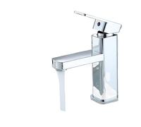 Robinet d'évier de salle de bain moderne chromé - Robinet d'eau chaude et froide à poignée unique élégant et chromé pour un usage domestique et commercial (MP23)