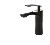 Robinet d'évier de salle de bain moderne chromé - Robinet d'eau chaude et froide à poignée unique, mitigeur chromé élégant pour décoration de salle de bain contemporaine (modèle MP19 1 noir A)