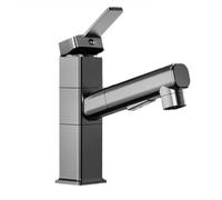 Robinet d'évier de salle de bain moderne en laiton avec pulvérisateur extractible à poignée unique 2 fonctions eau chaude froide tuyaux standard britannique finition blanche élégante design élégant