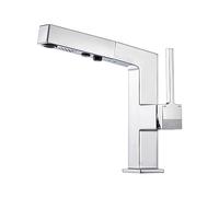 Robinet d'évier de salle de bain moderne en laiton avec pulvérisateur extractible, mitigeur chaud/froid, mode de douche, comprend une finition blanche pour une mise à niveau élégante de la vanité