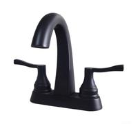 Robinet d'évier de salle de bain noir mat, robinet mélangeur chaud et froid à deux poignées en acier inoxydable, robinet de lavabo à deux trous monté sur le pont pour lavabo