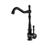 Robinet d'évier de salle de bain rétro pivotant à 360° monobloc mitigeur eau chaude et froide finition noire antique, idéal pour une utilisation sur le balcon, design élégant et fonctionnel