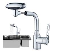 Robinet d'évier de salle de bain, robinet à poignée unique, forme avec 4 modes de sortie, luminaire de plomberie multifonctionnel, finition chromée moderne, pour camping-car, bar, buanderie, toilettes