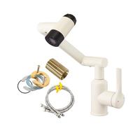 Robinet d'évier de salle de bain Robinet d'évier de salle de bain à levier unique Robinet d'évier d'eau chaude et froide à double contrôle Multifonctionnel Robinet à bras robotique pivotant à 360 °