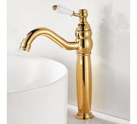Robinet d'évier de salle de bain vintage en laiton, doré et chromé, mitigeur traditionnel rotatif à 360°, poignée unique, mousseur économiseur d'eau, décoration d'intérieur élégante