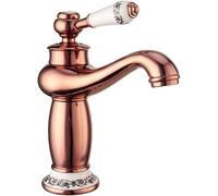 Robinet d'évier de salle de bain vintage or rose rétro robinet mitigeur chaud et froid à poignée unique pour salle de bain élégante durable et facile à installer
