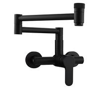 Robinet d'évier extensible pliable en laiton - Robinet mitigeur de cuisine chaud et froid mural avec bras à bascule et double interrupteur, finition chromée, parfait pour le remplissage de casseroles