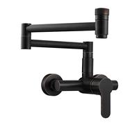 Robinet d'évier extensible pliable en laiton - Robinet mitigeur de cuisine chaud et froid mural avec double interrupteur, bras à bascule, finition chromée pour remplissage de casserole et utilisation