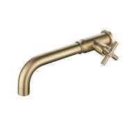 Robinet d'évier mural simple en acier inoxydable SUS304 - Robinet de jardin d'extérieur - Bec de lavabo G1/2 - Fixation moderne - Noir doré rose (doré)