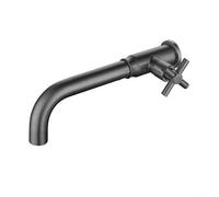 Robinet d'évier mural simple en acier inoxydable SUS304 - Robinet de jardin d'extérieur - Bec de lavabo G1/2 - Fixation moderne - Noir doré rose (gris)
