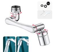 Robinet d'Extension Multifonctionnel Rotatif à 1440 Degrés, YRAKOZIN Accessoire de Filtre Robinet, 1080°Mousseur avec Deux Méthodes de Sortie d'eau pour Cuisine Salle de Bain - Argent (Tout Laiton)