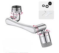 Robinet d'Extension Multifonctionnel Rotatif à 1440 Degrés, YRAKOZIN Robinet Magique Pivotant 1080, Mousseur Robinet avec Deux Méthodes de Sortie d'eau pour Cuisine Salle de Bain - Argent