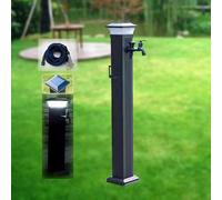 Robinet d'extérieur à LED à énergie solaire - Robinet d'eau de jardin autoportant résistant au gel avec double robinet et pistolet pulvérisateur - 104 cm de long pour un arrosage facile