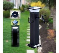 Robinet d'extérieur à LED solaire robinet d'eau résistant au gel borne d'incendie convient for une utilisation en toutes saisons(With Long Faucet+spray Gun,60CM)