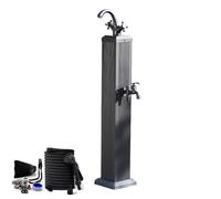 Robinet d'extérieur anti-gel - Colonne d'eau de jardin avec 2 robinets et pistolet pulvérisateur, design à double tube d'entrée d'eau pour l'irrigation et le lavage du jardin