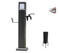 Robinet d'extérieur avec éclairage LED 4 couleurs, colonne d'arrosage verticale en métal avec base pré-encastrée, support de tuyau d'arrosage autoportant avec robinet(Double)
