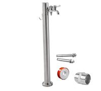 Robinet d'extérieur en acier inoxydable résistant au gel à double tuyau vertical pour jardin, terrasse, robinet d'eau avec support de tuyau, design antigel pour une utilisation en hiver