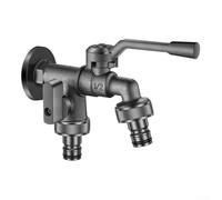 Robinet d'extérieur en alliage de zinc à double sortie avec connexion rapide G1/2 pour tuyau et arroseur, robinet robuste résistant au gel pour une utilisation toute l'année