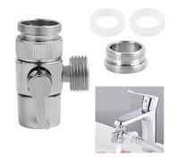 Robinet Diverter en Laiton Chromé,soupape 3 voies,Inverseur 3 Voies pour Douche et Lavabo avec Adaptateur Externe M22 x M24,Vanne de Commutation pour Cuisine et Salle de Bain,Installation Facile