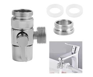 Robinet Diverter en Laiton Chromé,soupape 3 voies,Inverseur 3 Voies pour Douche et Lavabo avec Adaptateur Externe M22 x M24,Vanne de Commutation pour Cuisine et Salle de Bain,Installation Facile