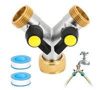 Robinet Double Machine a Laver, 2-Voies Y-Distributeur De 3/4", Robinet Double Sortie, Robinet Machine à Laver, Adaptateur Tuyau Arrosage pour Machine à Laver, Cuisine, Jardin, Avec 2 Un Ruban