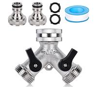 Robinet Double Machine a Laver, 2-Voies Y-Distributeur Répartiteur 3/4 Pouces, Adaptateur Tuyau Arrosage En Laiton Avec 2 Raccord De Robinet De Tuyau D'arrosage, 2 Tapis En Caoutchouc Et 1 Rubans Ptfe