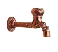 Robinet double pour machine à laver en cuivre antique à ouverture rapide, or rose, long