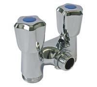 Robinet double pour machine à laver SOMATHERM - Arrivée Ø 1/2"" - Sortie Ø 3/4"" - Finition chromé