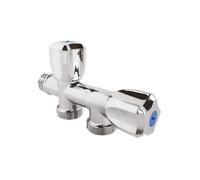 Robinet double pour machine à laver SOMATHERM - Arrivée Ø 1/2"" - Sortie Ø 3/4"" - Laiton