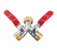 Robinet Double Sortie, Répartiteur D'eau, Répartiteur D'eau 2 Voies 3/4" Avec 2 Robinets D'arrêt Séparés, Distributeur En Y En Laiton,Répartiteur En Y 2 Voies En Laiton Pour Maison, Cour/Jardin